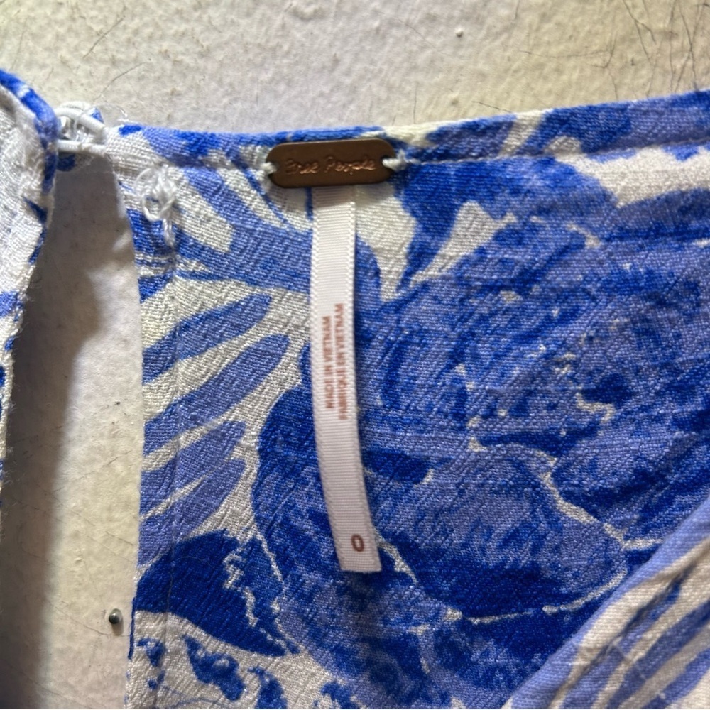 Free People Forever Always Floral Blue/White Midi Dress Size 0 - Picture 8 of 12